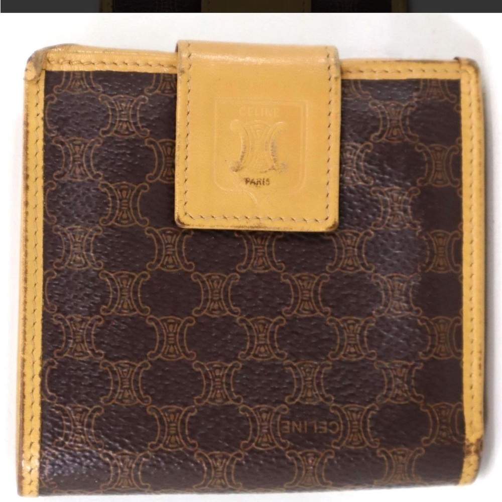 Celine Gamaguchi Paris Macadam and Beige Wallet with Dust Bag and COA